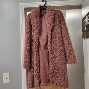 Pink shaggy jacket with pockets